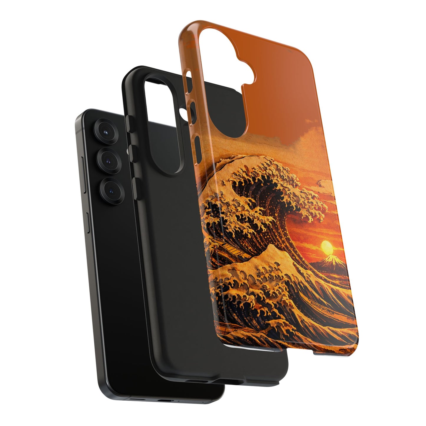Japanese Great Wave Sunset Phone Case | Hokusai 3D Art Sunset Glow | Edo Era Masterpiece