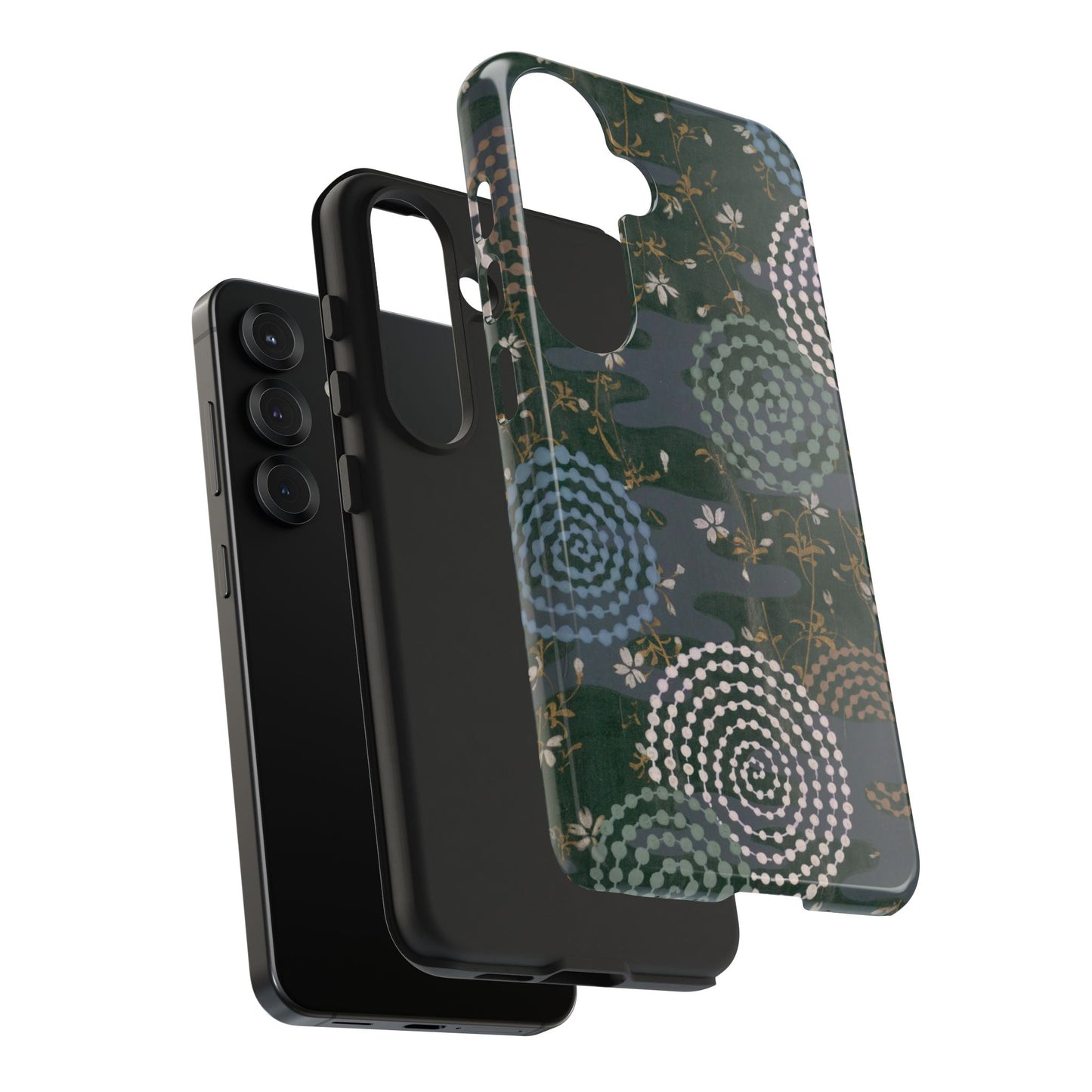 Meiji Era Uzumaki Spiral Phone Case | 1901 Zuan Hyakushu | Tokiwa Green Japanese Art
