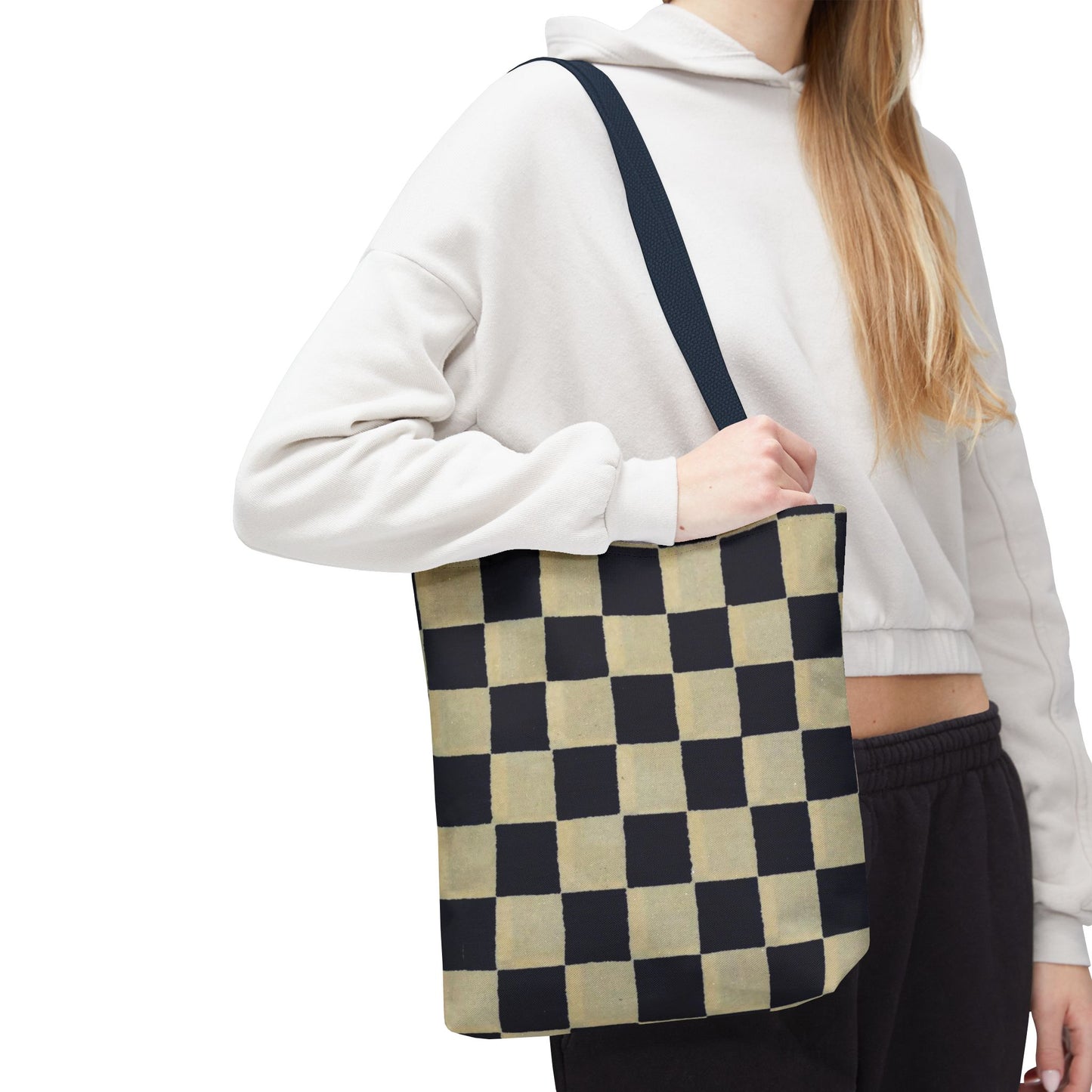 Black & White Ichimatsu Checkered Tote Bag – Japanese Traditional Pattern, Minimalist Everyday Bag