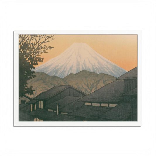 Framed Art Print - Vintage Mount Fuji Landscape (Multicolor)