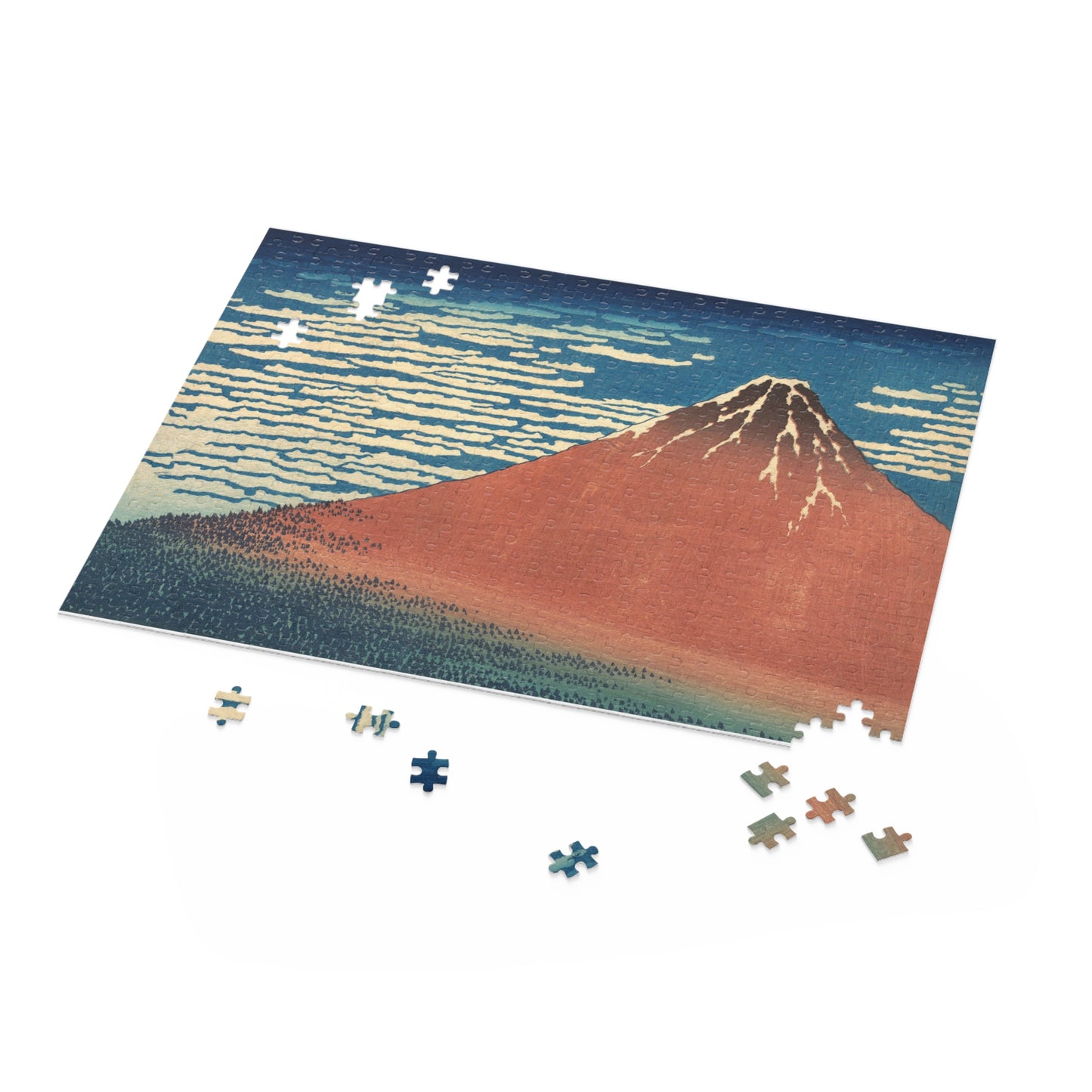 Hokusai "Red Fuji" Jigsaw Puzzle | Japanese Ukiyo-e Art Gift | 120/252/500 Pieces