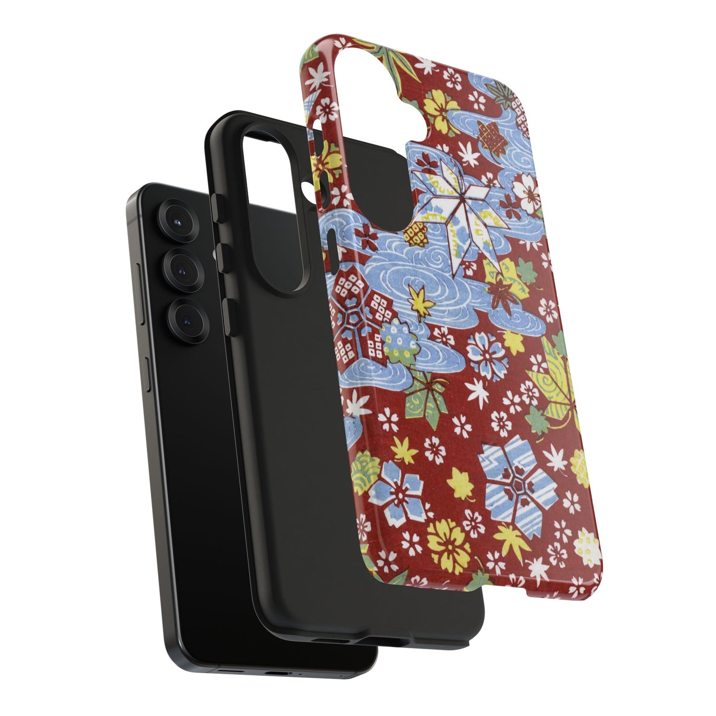 Taisho Umbrella Tales | 1926 Sakura, Momiji & Flowing Water Phone Case | Vintage Chiyogami Art