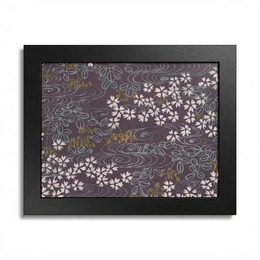 Antique Japanese Sakura River Framed Poster - Meiji Era Chiyogami Wall Art