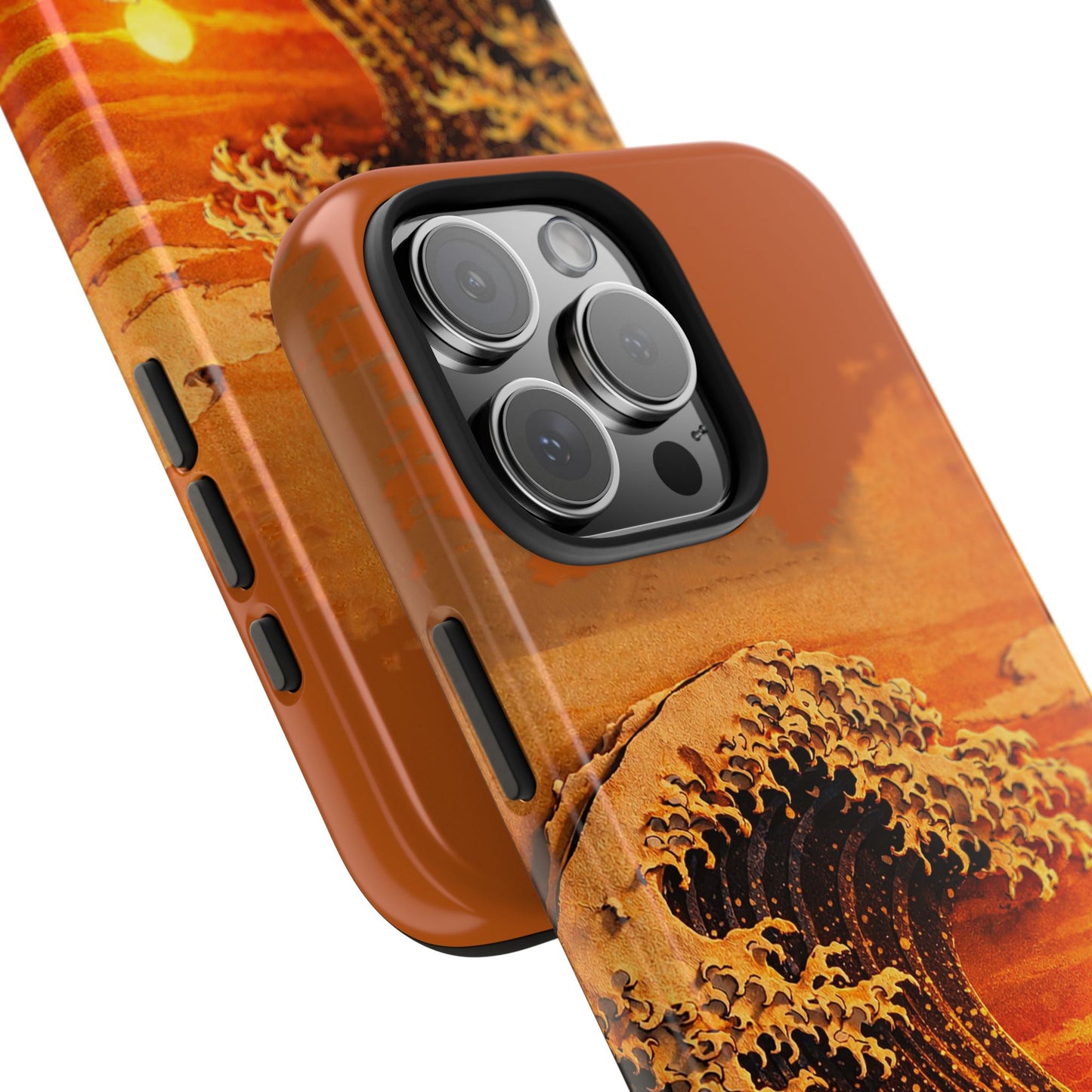 Japanese Great Wave Sunset Phone Case | Hokusai 3D Art Sunset Glow | Edo Era Masterpiece