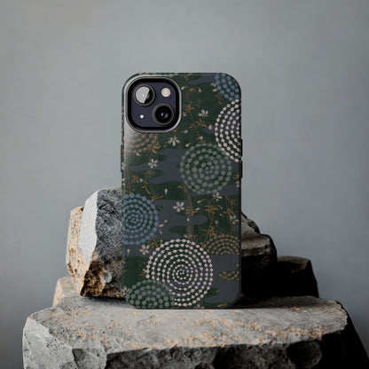 Meiji Era Uzumaki Spiral Phone Case | 1901 Zuan Hyakushu | Tokiwa Green Japanese Art