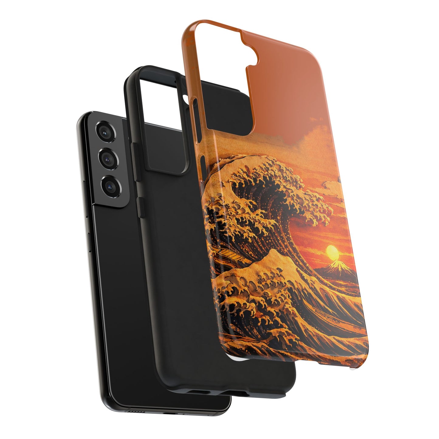 Japanese Great Wave Sunset Phone Case | Hokusai 3D Art Sunset Glow | Edo Era Masterpiece