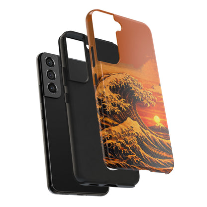 Japanese Great Wave Sunset Phone Case | Hokusai 3D Art Sunset Glow | Edo Era Masterpiece