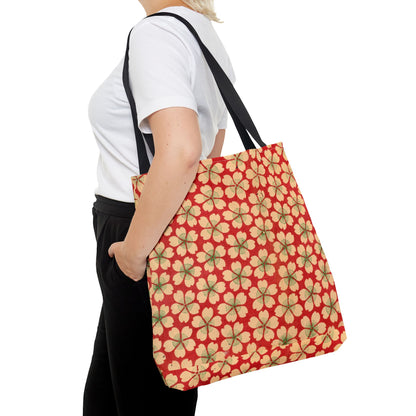 Meiji Era Sakura Blossom Tote Bag | "Chiyogami Mihon" Japanese Archive Art | Red & White Floral