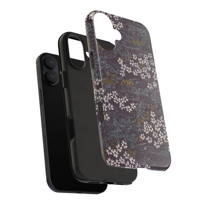 Meiji Era Sakura River Phone Case | 1901 Zuan Hyakushu | Wisteria Purple Japanese Art