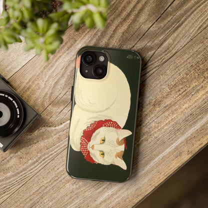 Taisho Era Lucky White Cat Phone Case | 1921 Japanese Woodblock Art | Zen Cat Design