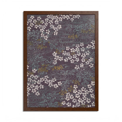 Antique Japanese Sakura River Framed Poster - Meiji Era Chiyogami Wall Art