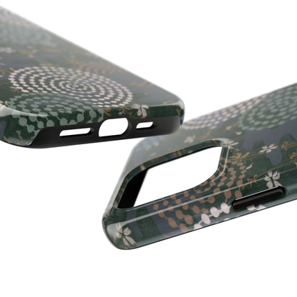 Meiji Era Uzumaki Spiral Phone Case | 1901 Zuan Hyakushu | Tokiwa Green Japanese Art