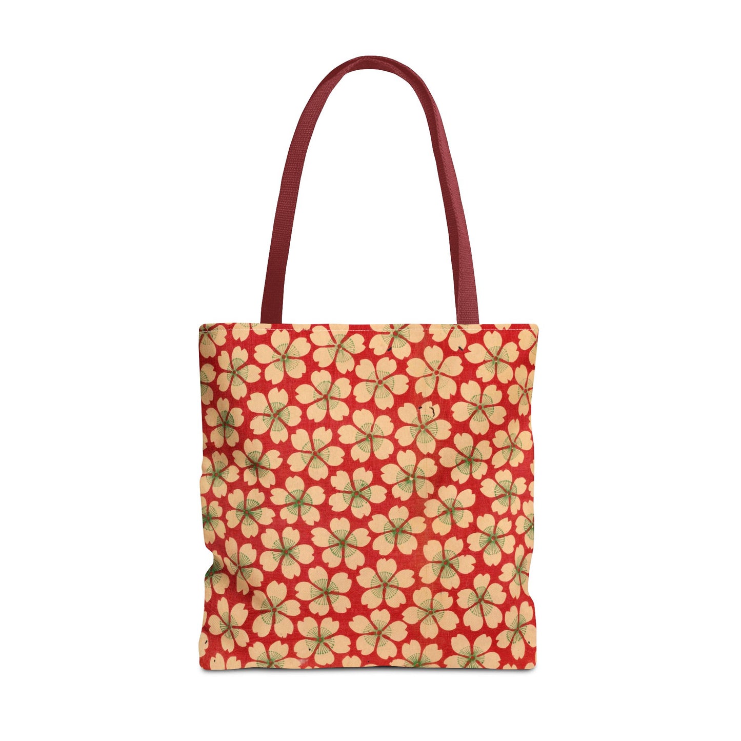 Meiji Era Sakura Blossom Tote Bag | "Chiyogami Mihon" Japanese Archive Art | Red & White Floral