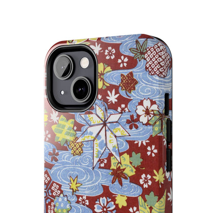 Taisho Umbrella Tales | 1926 Sakura, Momiji & Flowing Water Phone Case | Vintage Chiyogami Art