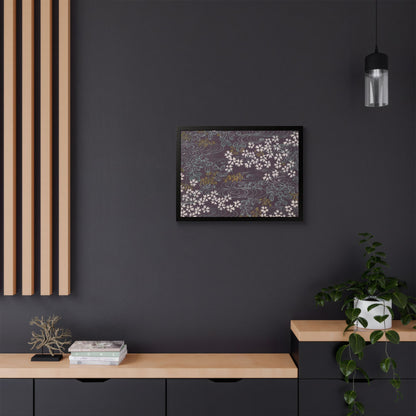 Antique Japanese Sakura River Framed Poster - Meiji Era Chiyogami Wall Art