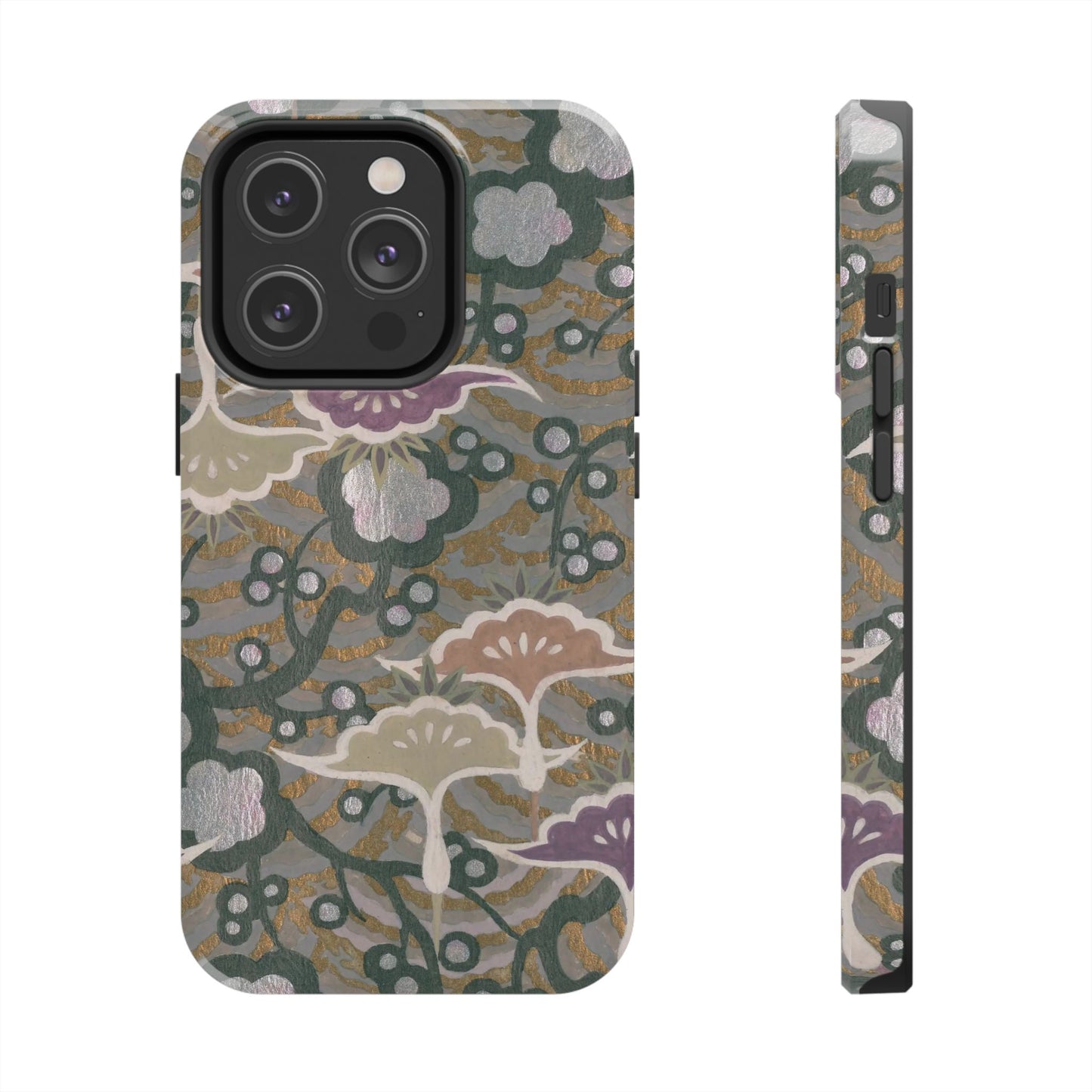 Meiji Era Dancing Cranes & Plum Phone Case | 1901 Zuan Hyakushu | Gold & Silver Japanese Art