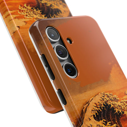 Japanese Great Wave Sunset Phone Case | Hokusai 3D Art Sunset Glow | Edo Era Masterpiece