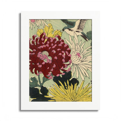 Chrysanthemum Japanese Chiyogami Framed Poster – Vintage 1924 Kikuo Hirose | Maru no Kagishippo