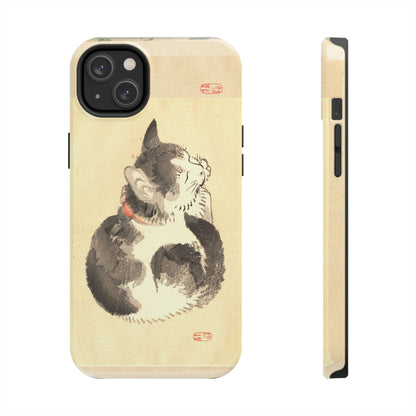 Sleeping Cat Japanese Art Phone Case | Meiji Era Bairei Kono Woodblock | Vintage Cat Illustration 1887
