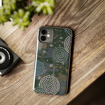 Meiji Era Uzumaki Spiral Phone Case | 1901 Zuan Hyakushu | Tokiwa Green Japanese Art