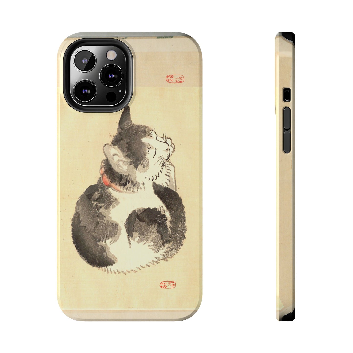 Sleeping Cat Japanese Art Phone Case | Meiji Era Bairei Kono Woodblock | Vintage Cat Illustration 1887