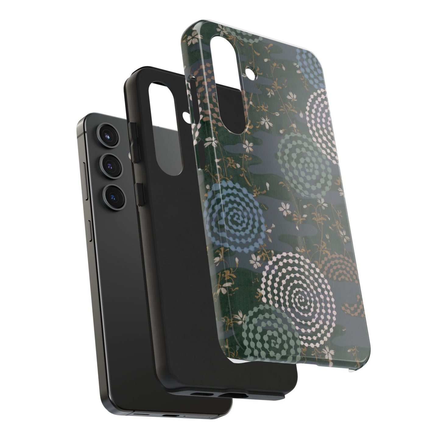 Meiji Era Uzumaki Spiral Phone Case | 1901 Zuan Hyakushu | Tokiwa Green Japanese Art