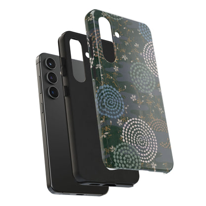 Meiji Era Uzumaki Spiral Phone Case | 1901 Zuan Hyakushu | Tokiwa Green Japanese Art