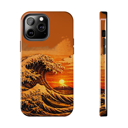 Japanese Great Wave Sunset Phone Case | Hokusai 3D Art Sunset Glow | Edo Era Masterpiece
