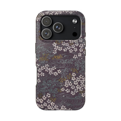 Meiji Era Sakura River Phone Case | 1901 Zuan Hyakushu | Wisteria Purple Japanese Art