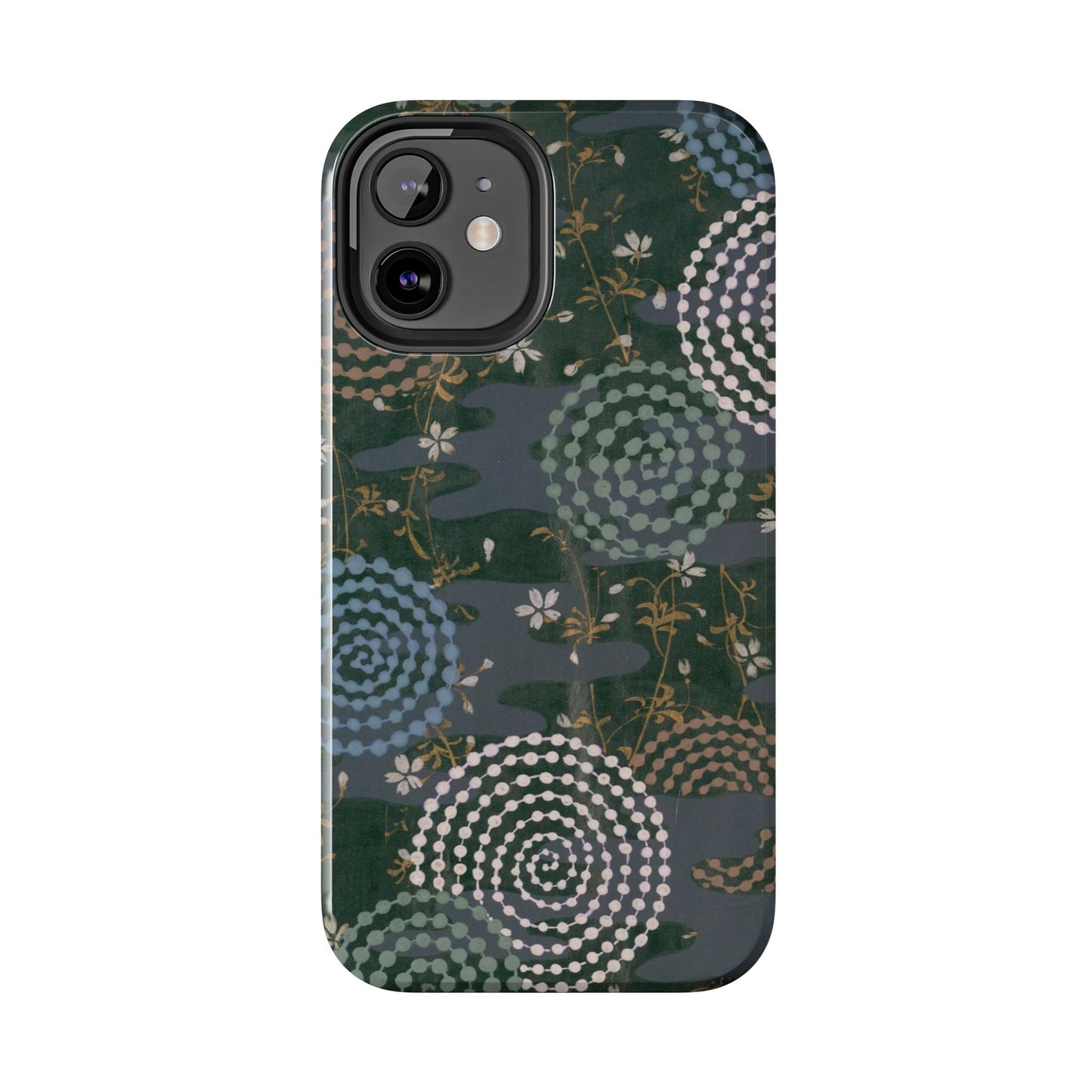 Meiji Era Uzumaki Spiral Phone Case | 1901 Zuan Hyakushu | Tokiwa Green Japanese Art