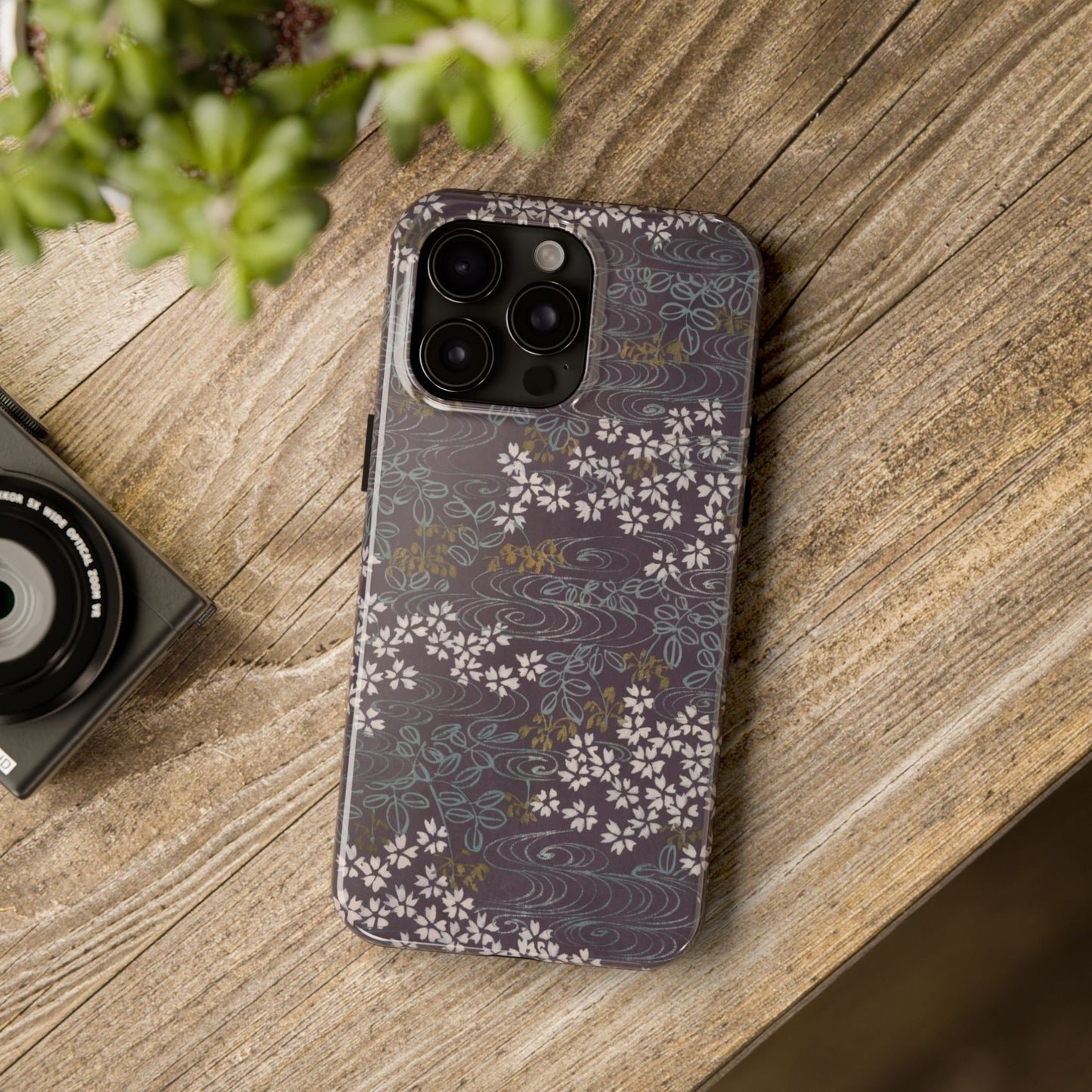 Meiji Era Sakura River Phone Case | 1901 Zuan Hyakushu | Wisteria Purple Japanese Art