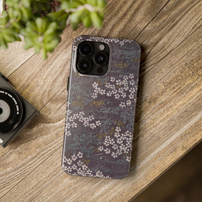 Meiji Era Sakura River Phone Case | 1901 Zuan Hyakushu | Wisteria Purple Japanese Art