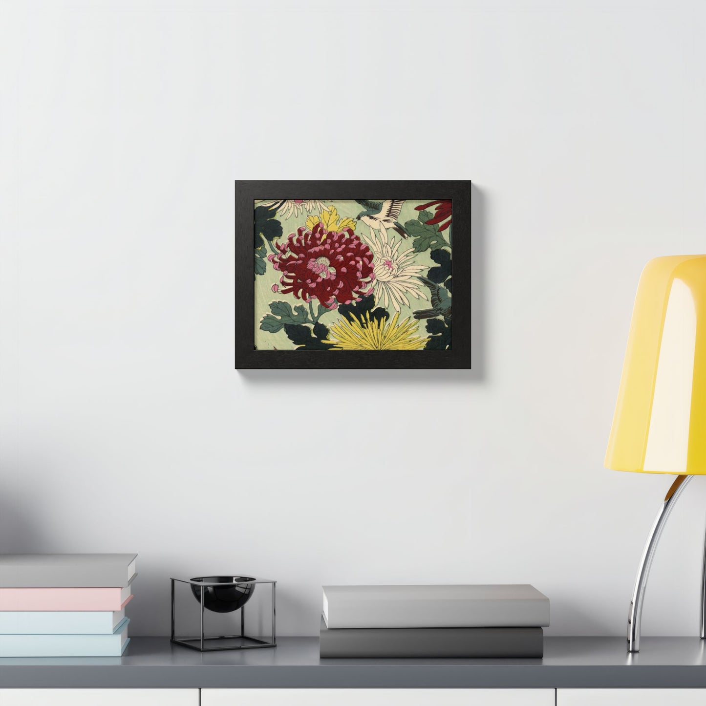 Chrysanthemum Japanese Chiyogami Framed Poster – Vintage 1924 Kikuo Hirose | Maru no Kagishippo