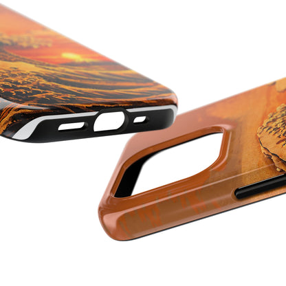 Japanese Great Wave Sunset Phone Case | Hokusai 3D Art Sunset Glow | Edo Era Masterpiece