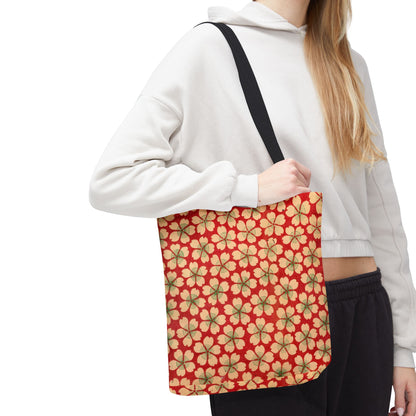 Meiji Era Sakura Blossom Tote Bag | "Chiyogami Mihon" Japanese Archive Art | Red & White Floral