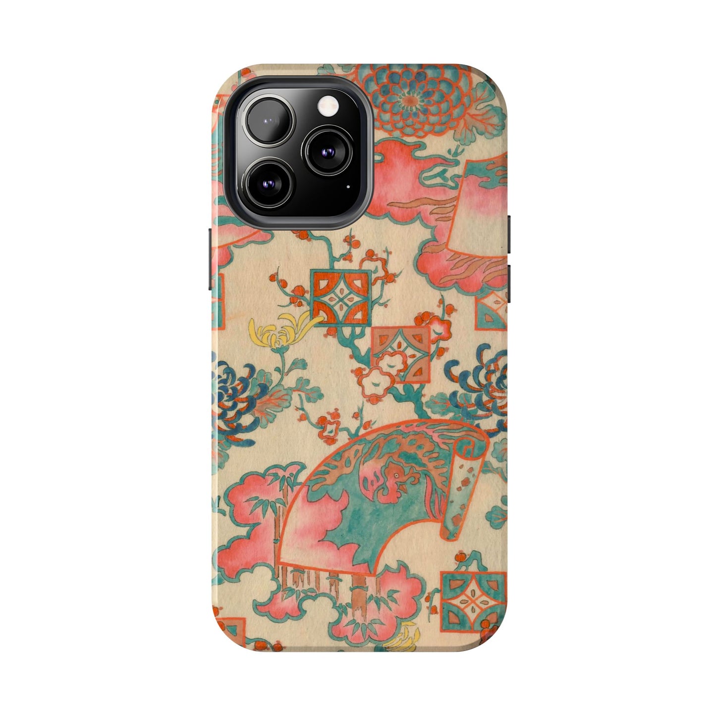 Meiji Era Fan & Chrysanthemum Phone Case | 1901 Zuan Hyakushu | Japanese Art