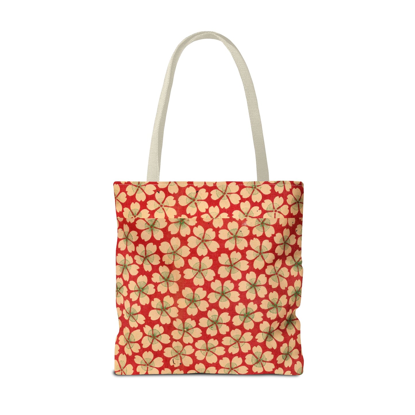 Meiji Era Sakura Blossom Tote Bag | "Chiyogami Mihon" Japanese Archive Art | Red & White Floral
