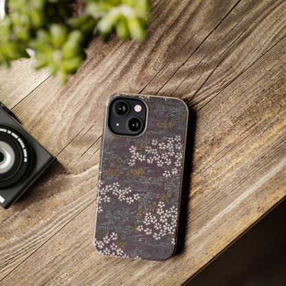 Meiji Era Sakura River Phone Case | 1901 Zuan Hyakushu | Wisteria Purple Japanese Art