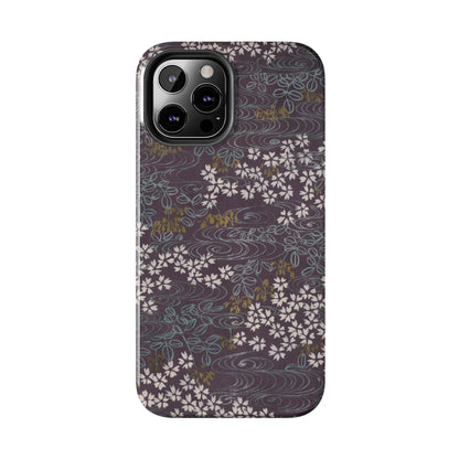 Meiji Era Sakura River Phone Case | 1901 Zuan Hyakushu | Wisteria Purple Japanese Art