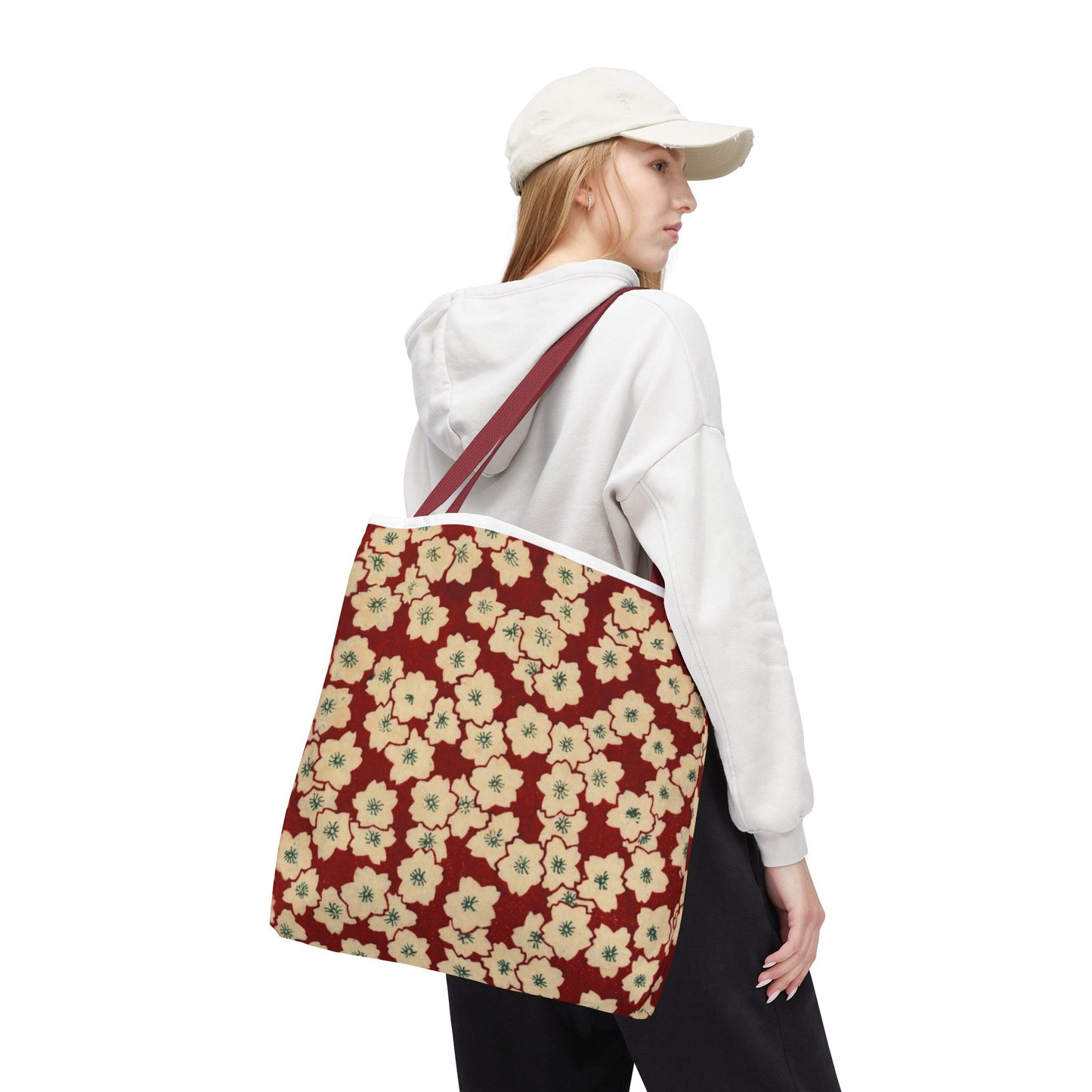 Japanese Sakura Tote Bag - Taisho Era Chiyogami Washi Pattern Vintage Design