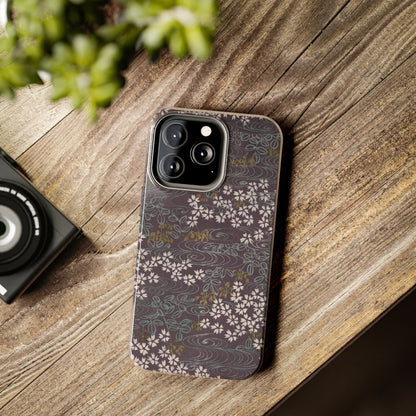 Meiji Era Sakura River Phone Case | 1901 Zuan Hyakushu | Wisteria Purple Japanese Art