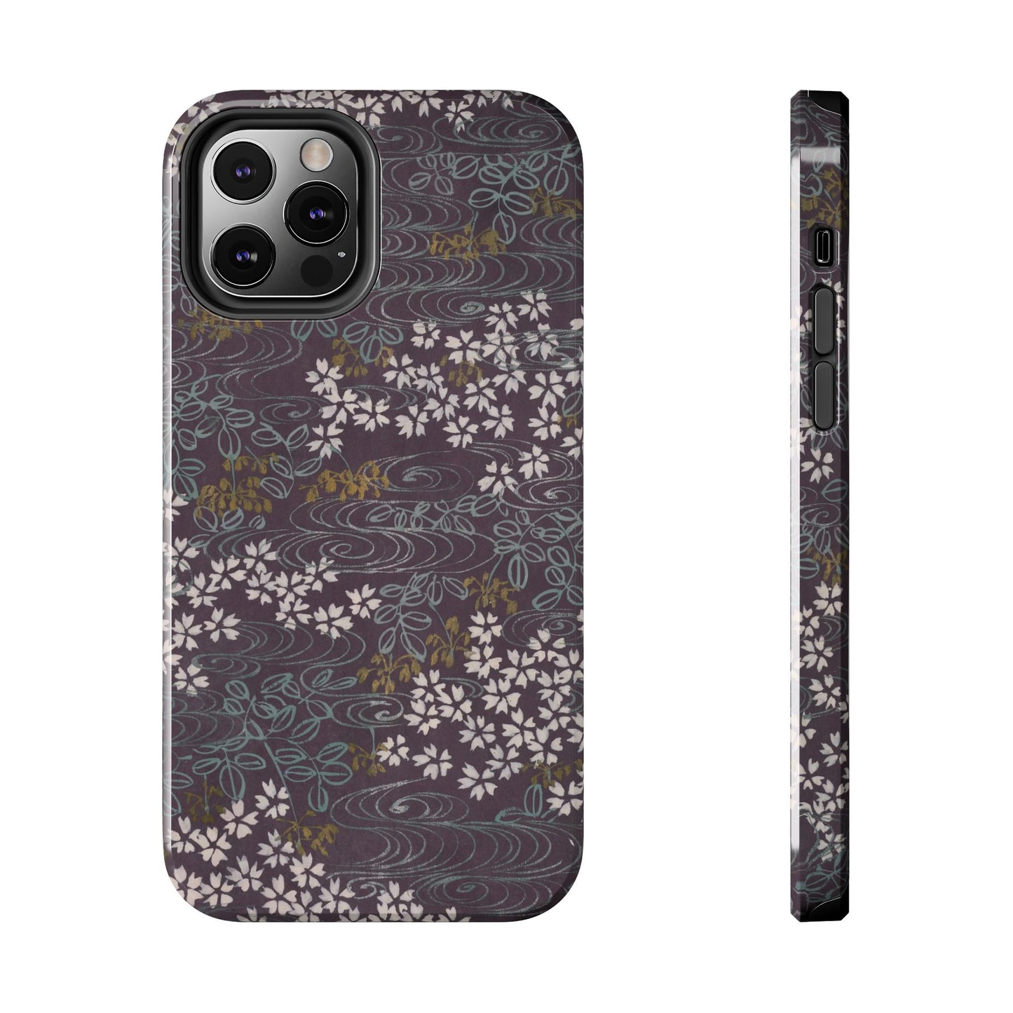 Meiji Era Sakura River Phone Case | 1901 Zuan Hyakushu | Wisteria Purple Japanese Art