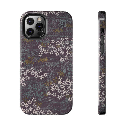 Meiji Era Sakura River Phone Case | 1901 Zuan Hyakushu | Wisteria Purple Japanese Art