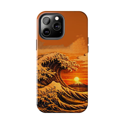 Japanese Great Wave Sunset Phone Case | Hokusai 3D Art Sunset Glow | Edo Era Masterpiece