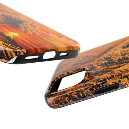 Golden Wave Tough Phone Case – Hokusai Sunset Japanese Art