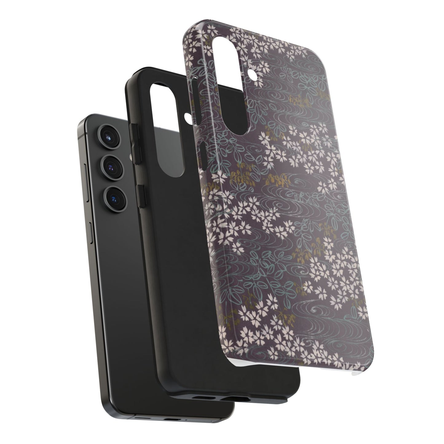 Meiji Era Sakura River Phone Case | 1901 Zuan Hyakushu | Wisteria Purple Japanese Art