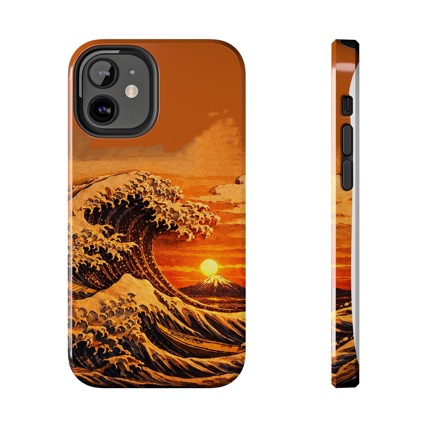 Japanese Great Wave Sunset Phone Case | Hokusai 3D Art Sunset Glow | Edo Era Masterpiece
