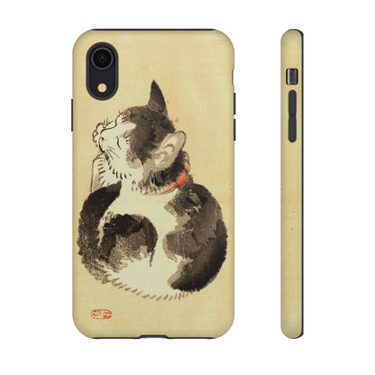 Sleeping Cat iPhone Case | Meiji Era Japanese Ink Painting | Ukiyo-e Art Phone Case | Vintage Japan Cat Gift