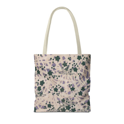 Meiji Era Bamboo & Flower Tote Bag | 1901 Zuan Hyakushu | Purple & Green Japanese Art