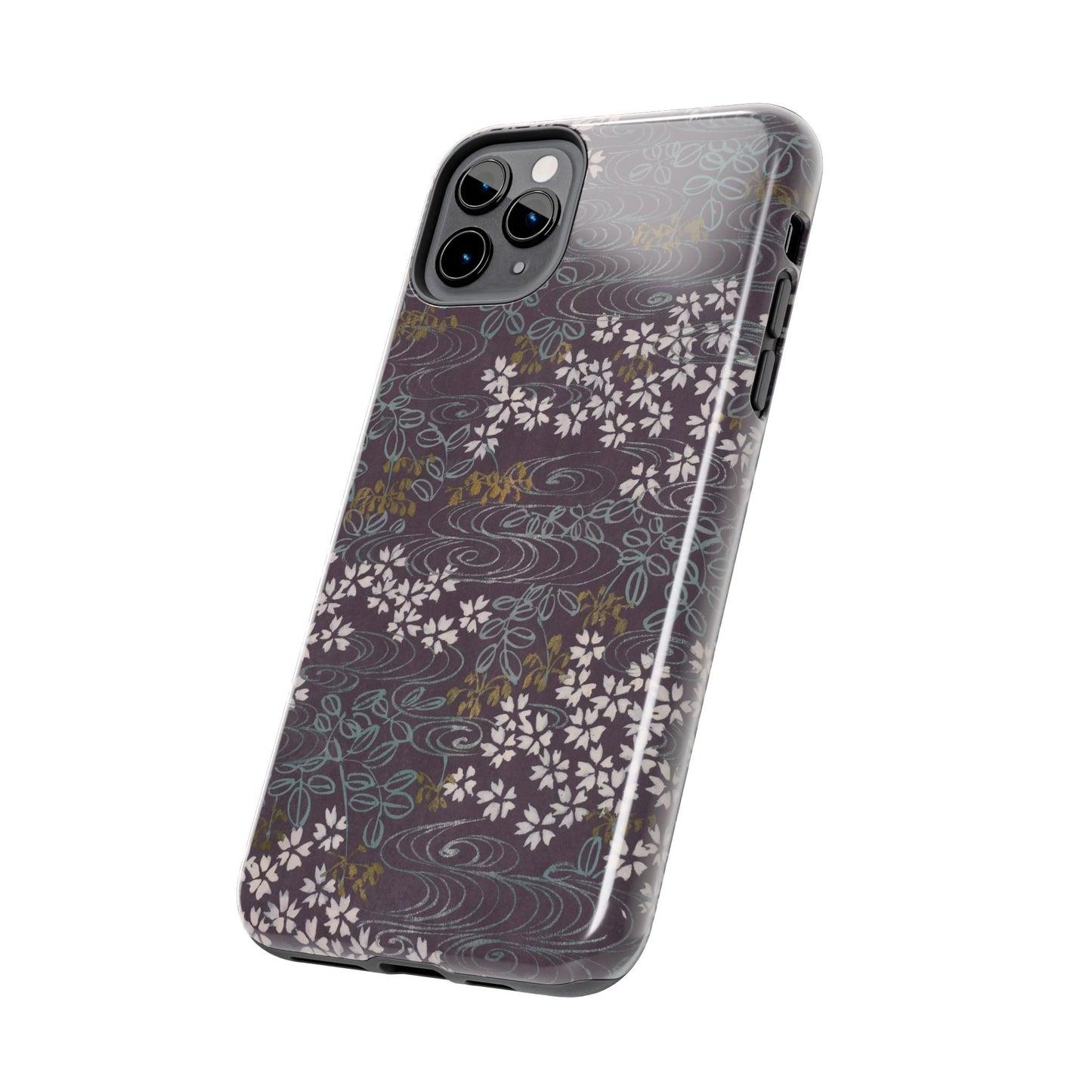 Meiji Era Sakura River Phone Case | 1901 Zuan Hyakushu | Wisteria Purple Japanese Art